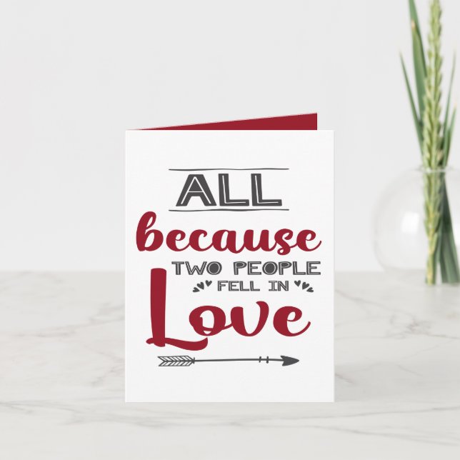 Minimal red and grey lettering love holiday card (Front)