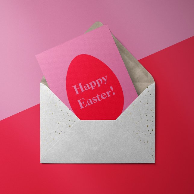 Minimal red and pink egg Easter Holiday Card (Creator Uploaded)