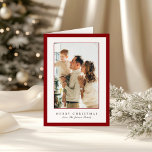 Minimal Red Border Photo Elegant Christmas Holiday Card<br><div class="desc">Elegant Christmas card featuring a simple and modern design with your favorite photo along with a border and the editable greeting "Merry Christmas".</div>