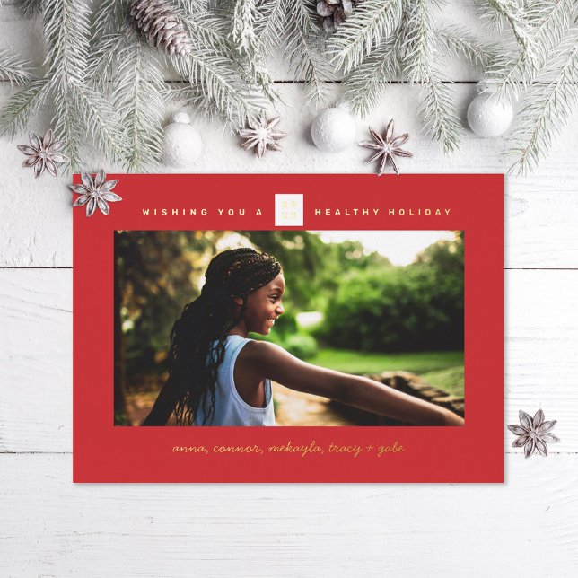 Minimal Red Box Christmas Foil Holiday Card (Creator Uploaded)