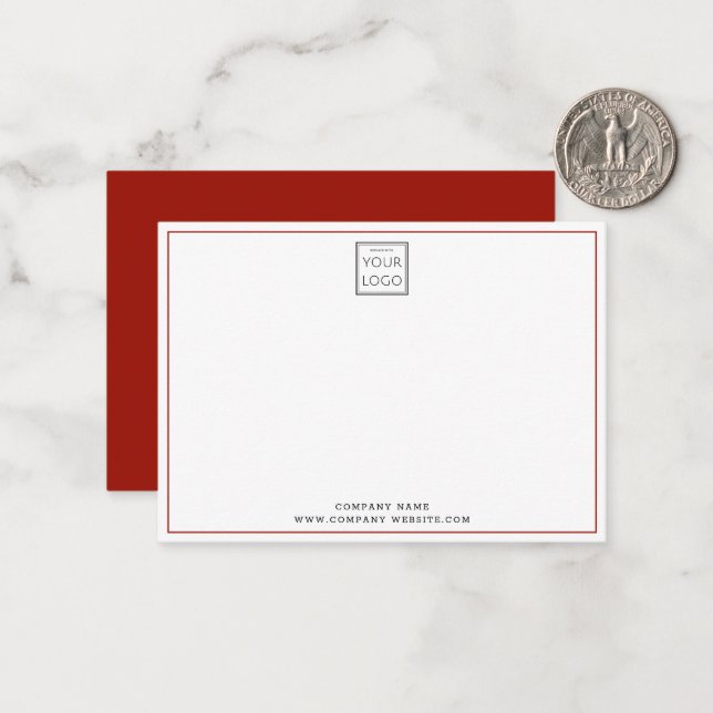 Minimal Red Business Logo Company Name  Card (Front/Back In Situ)