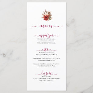 Minimal Red Christmas Poinsettia Floral Design  Menu