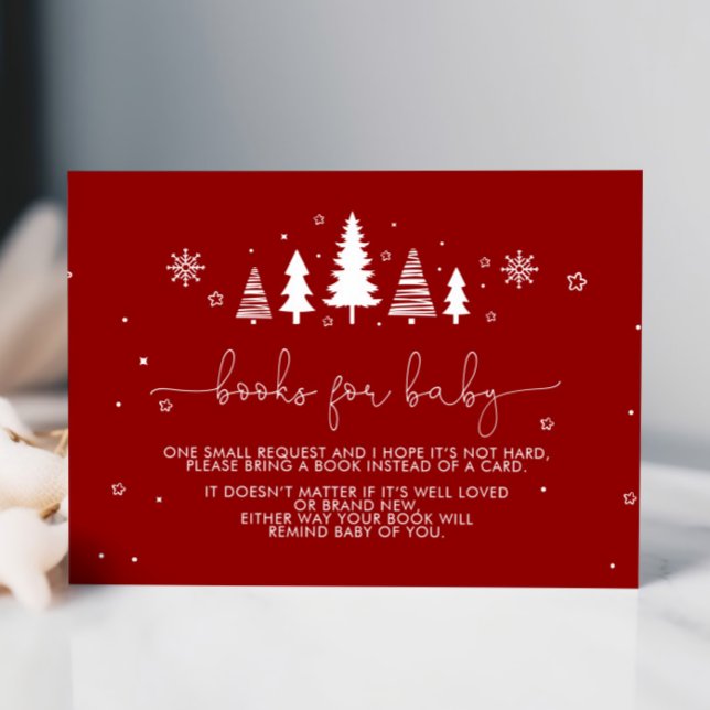 Minimal Red Christmas Shower Book for Baby Card (Creator Uploaded)