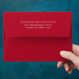 Minimal Red Classic Simple Elegant Wedding Envelope