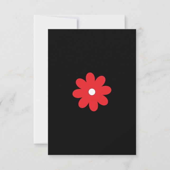 Minimal Red Floral Black Wedding Invitation (Front)