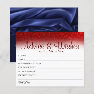 Minimal Red Glitter Wedding Advice Wishes Cards