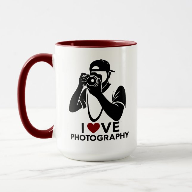 Minimal Red Heart Love Design Combo Coffee Mug (Left)