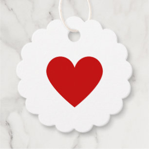 Minimal Red Heart Love Scalloped Circle To From Favour Tags