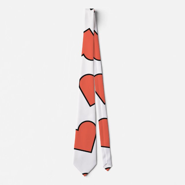 Minimal red heart pattern tie (Front)