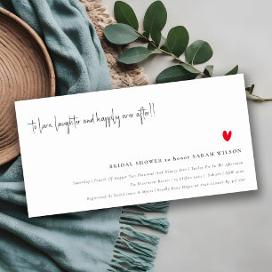 Minimal Red Heart Script Bridal Shower Invite