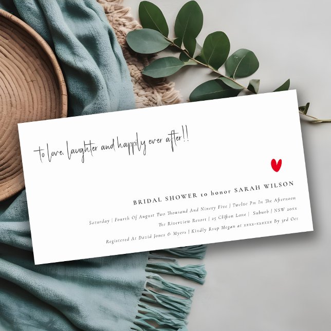 Minimal Red Heart Script Bridal Shower Invite (Creator Uploaded)