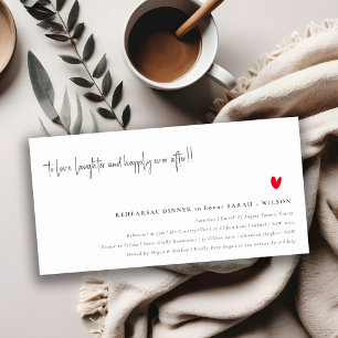 Minimal Red Heart Script Rehearsal Dinner Invite