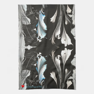 Minimal Red Heart White Black Blue Original Garden Tea Towel