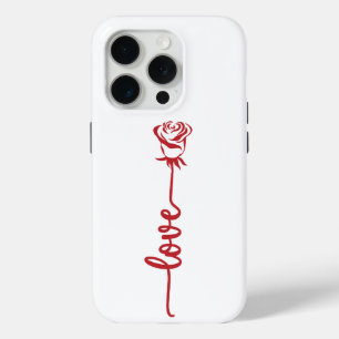 Minimal Red Rose Love Line Art iPhone 15 Pro Case