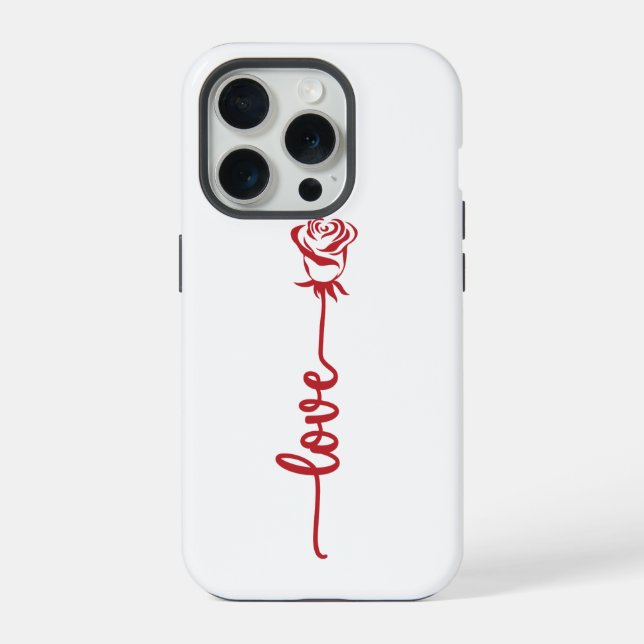 Minimal Red Rose Love Line Art iPhone Case (Back)