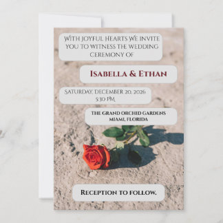 Minimal Red Rose Wedding Invitation