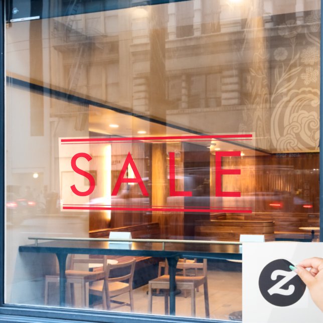 Minimal Red SALE Store Discount Promo Window Cling (Cafe Window)