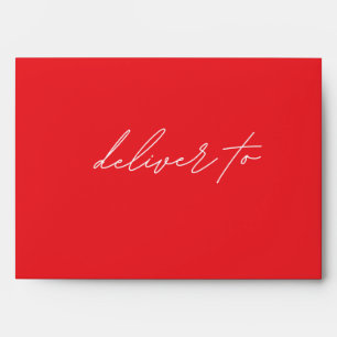 Minimal Red White Modern Custom Merry Christmas Envelope