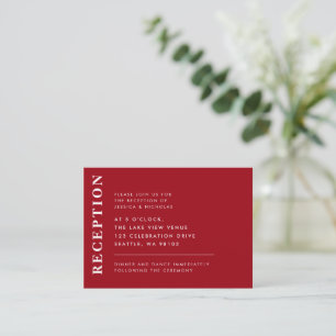 Minimal Red & White Modern Wedding Reception Enclosure Card
