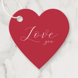 Minimal Red With Love You Heart Favour Tags