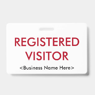Minimal "REGISTERED VISITOR" Badge ID Badge