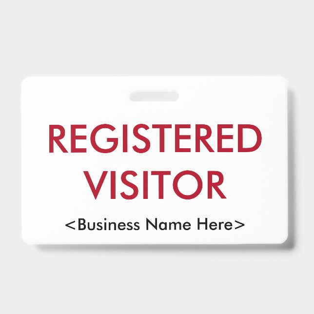 Minimal "REGISTERED VISITOR" Badge ID Badge (Front)
