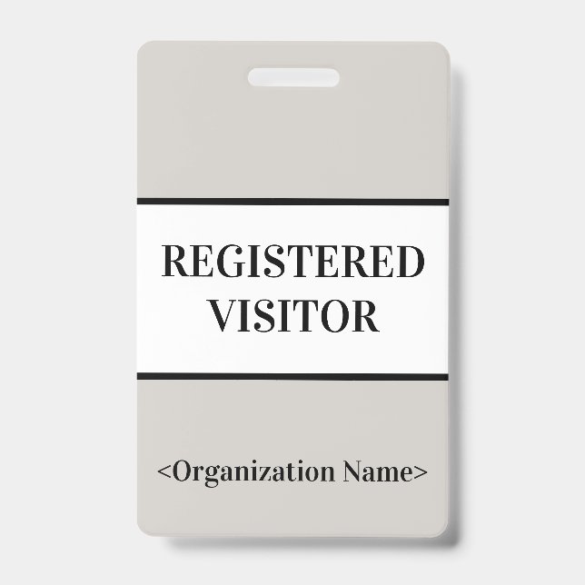 Minimal "REGISTERED VISITOR" Badge ID Badge (Front)