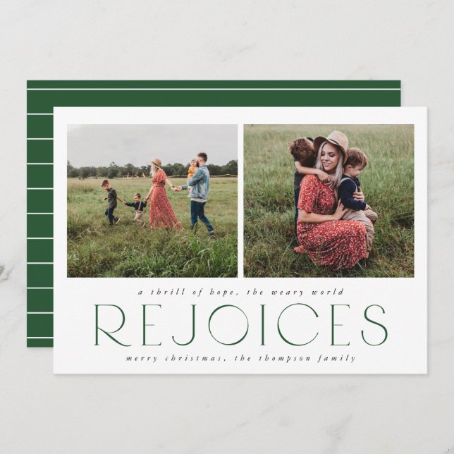 Minimal Religious Christmas Photo Card in Pine (Front/Back)