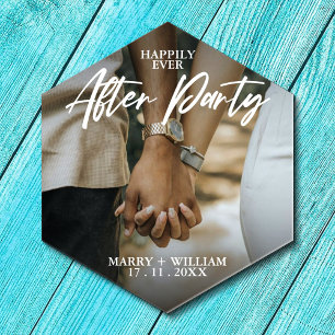 Minimal Replace Your Photo Flat Happily Ever After Paper Coaster