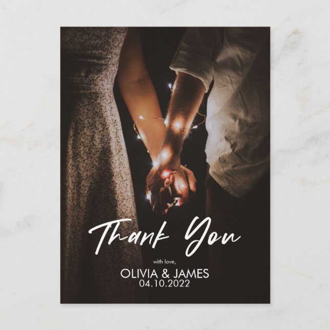 Minimal Replace Your Photo Flat Thank You Postcard (Front)