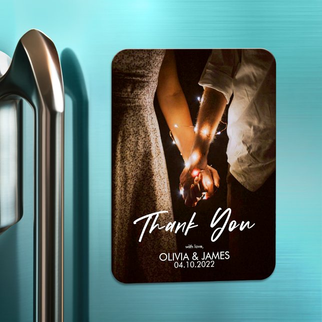 Minimal Replace Your Photo Flat Thank You Postcard Magnet (Creator Uploaded)