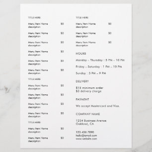Minimal Restaurant Logo Catering Menu Flyer Design