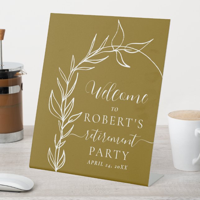 Minimal Retirement Party Welcome Pedestal Sign (In SItu)