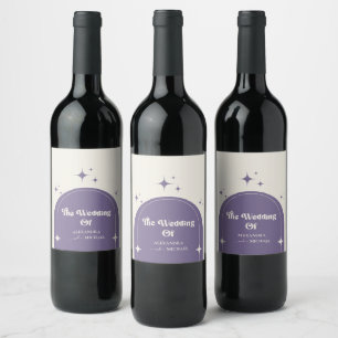 Minimal Retro Arch Purple Wedding Wine Label
