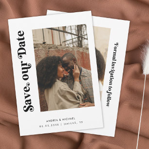 Minimal Retro Black White 2 Photos Website Wedding Save The Date
