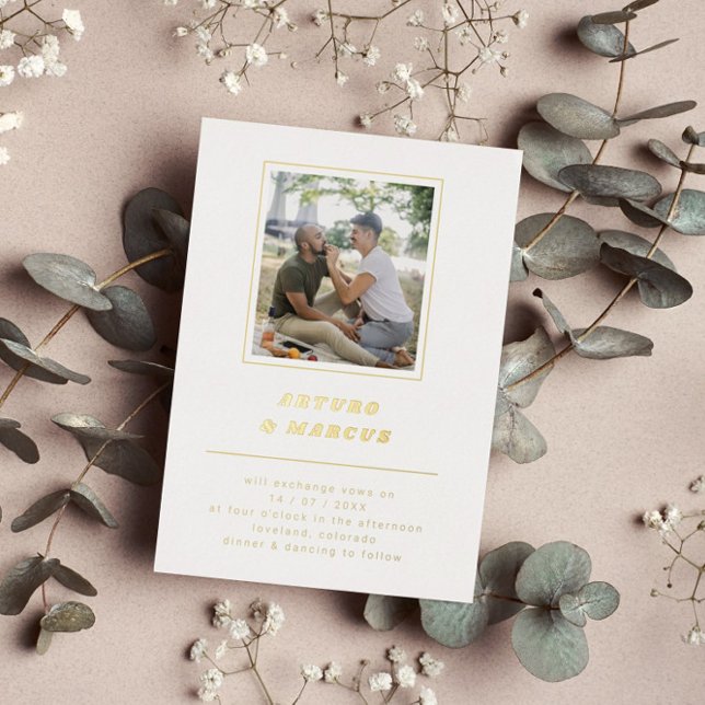 Minimal Retro Font White & Gold Photo Wedding (Creator Uploaded)