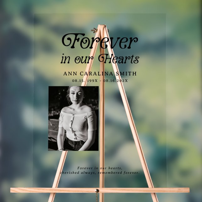 Minimal Retro Funeral Forever in our Hearts Sign (Neutral)