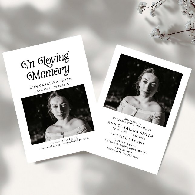 Minimal Retro Funeral In Loving Memory Invitation (Creator Uploaded)