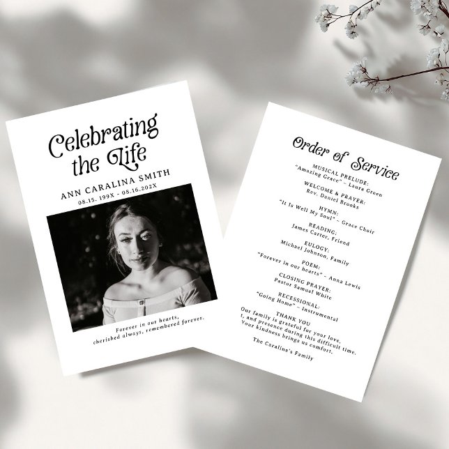 Minimal Retro Funeral Order of Service Programme (Creator Uploaded)