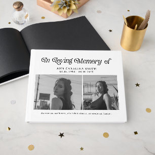 Minimal Retro Funeral Photo In Loving Memory Guest Book