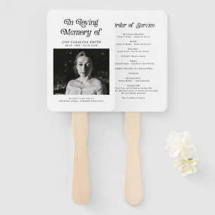 Minimal Retro Funeral Photo In Loving Memory Hand Fan