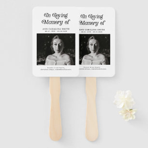 Minimal Retro Funeral Photo In Loving Memory Hand Fan