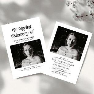 Minimal Retro Funeral Photo In Loving Memory  Invitation