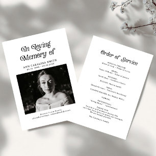 Minimal Retro Funeral Photo In Loving Memory Programme