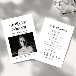 Minimal Retro Funeral Photo In Loving Memory Programme