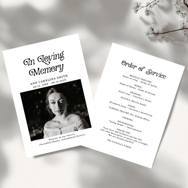 Minimal Retro Funeral Photo In Loving Memory Programme (Creator Uploaded)