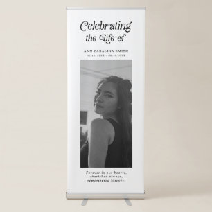Minimal Retro Funeral Photo Memorial Prayer Retractable Banner