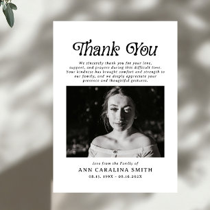 Minimal Retro Funeral Photo Memorial Thank You Card