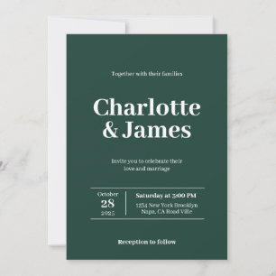 Minimal Retro Green Modern Photo Script Wedding Invitation