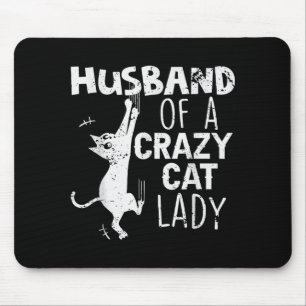 Minimal Retro Husband Crazy Cat Lady Mouse Mat